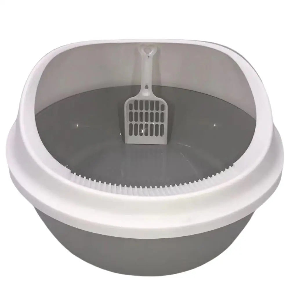 YES4PETS 2 x Grey Round Portable Cat Toilet Litter Box Tray with Scoop - Pet Care > Cat Supplies > Cat Litter