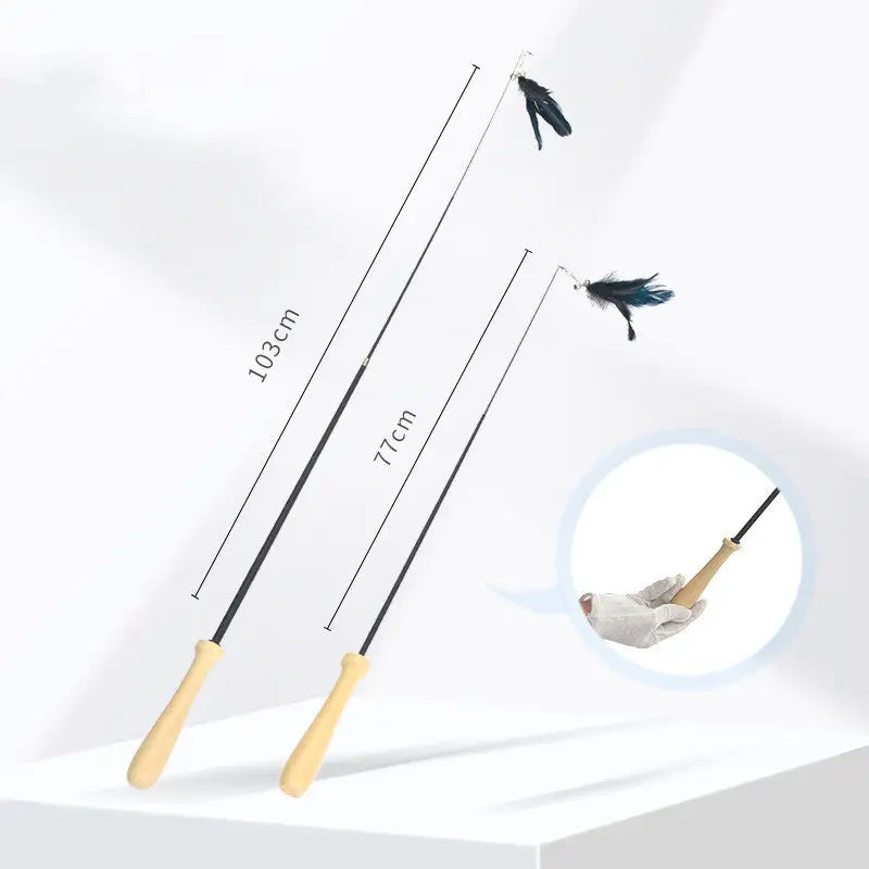 YES4PETS 2 X Pet Cat Toys Retractable Feathers Teaser Cat Stick Interactive Play - Pet Care > Toys > Cat Toys