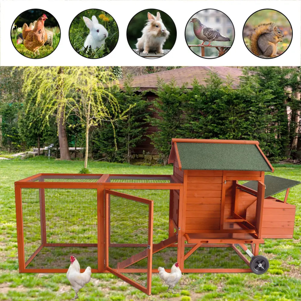 YES4PETS 248 cm XL Chicken Coop Rabbit Hutch Ferret Hen Guinea Pig House With Wheels - Pet Care > Coops & Hutches >
