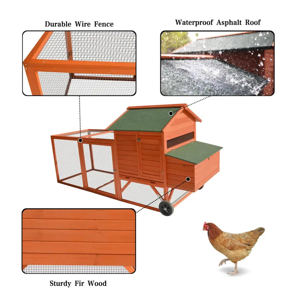 YES4PETS 248 cm XL Chicken Coop Rabbit Hutch Ferret Hen Guinea Pig House With Wheels - Pet Care > Coops & Hutches >