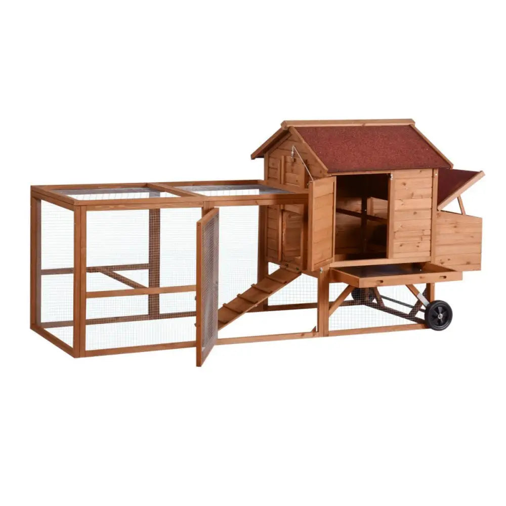 YES4PETS 248 cm XL Chicken Coop Rabbit Hutch Ferret Hen Guinea Pig House With Wheels - Pet Care > Coops & Hutches >