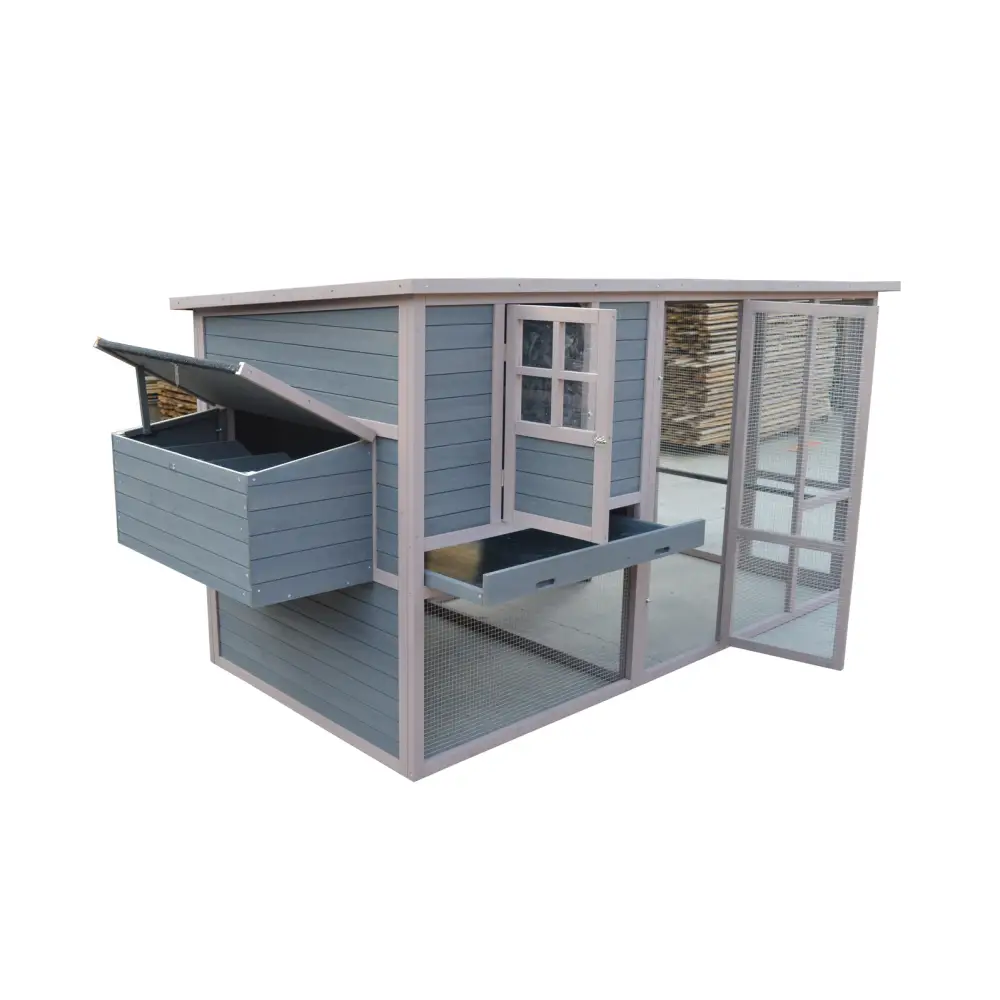YES4PETS 290 cm XXL Grey Chicken Coop Guinea Pig Rabbit Hutch Ferret Guinea Pig House - Pet Care > Coops & Hutches >