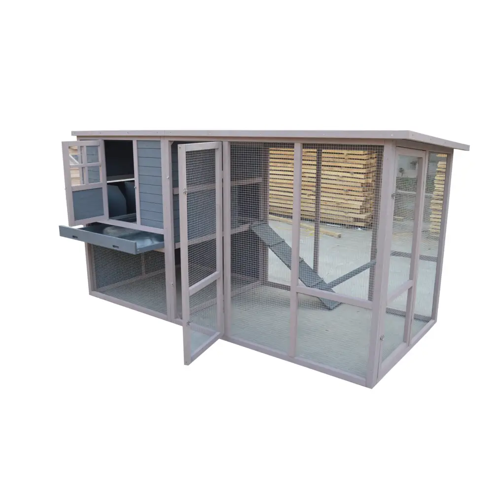 YES4PETS 290 cm XXL Grey Chicken Coop Guinea Pig Rabbit Hutch Ferret Guinea Pig House - Pet Care > Coops & Hutches >
