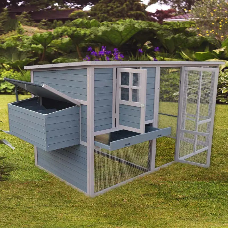 YES4PETS 290 cm XXL Grey Chicken Coop Guinea Pig Rabbit Hutch Ferret Guinea Pig House - Pet Care > Coops & Hutches >