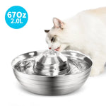 YES4PETS 2L Automatic Electric Pet Water Fountain Dog Cat Stainless Steel Feeder Bowl Dispenser - Pet Care > Dog