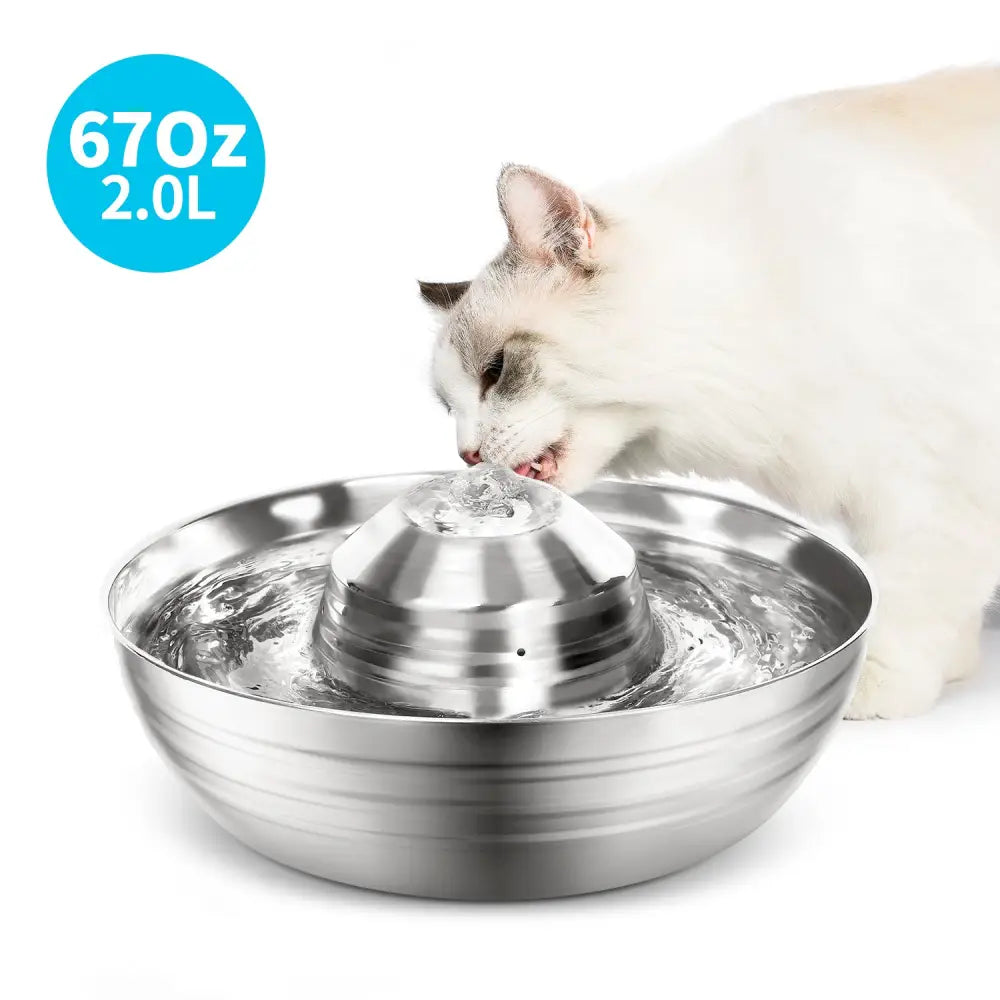 YES4PETS 2L Automatic Electric Pet Water Fountain Dog Cat Stainless Steel Feeder Bowl Dispenser - Pet Care > Dog