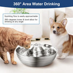 YES4PETS 2L Automatic Electric Pet Water Fountain Dog Cat Stainless Steel Feeder Bowl Dispenser - Pet Care > Dog