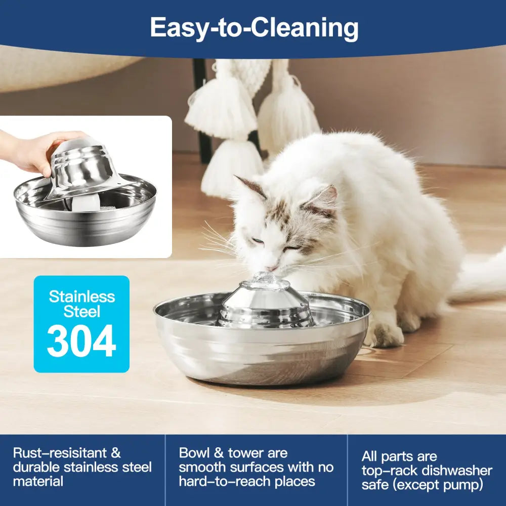 YES4PETS 2L Automatic Electric Pet Water Fountain Dog Cat Stainless Steel Feeder Bowl Dispenser - Pet Care > Dog