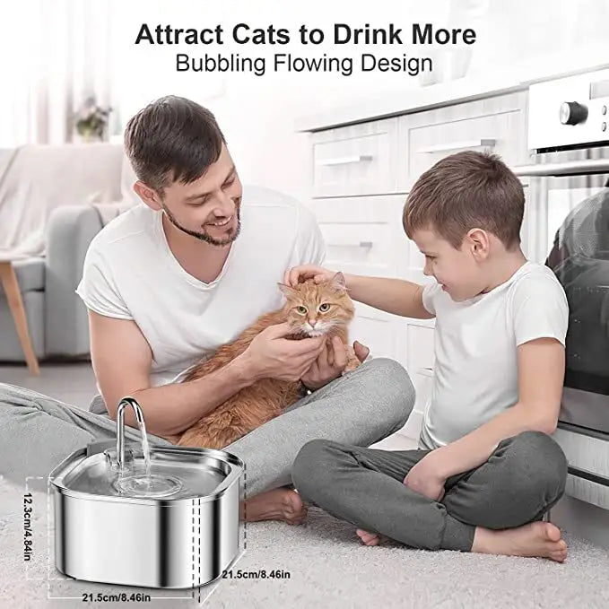YES4PETS 3.2L Automatic Electric Pet Water Fountain Dog Cat Stainless Steel Feeder Bowl Dispenser - Pet Care > Dog