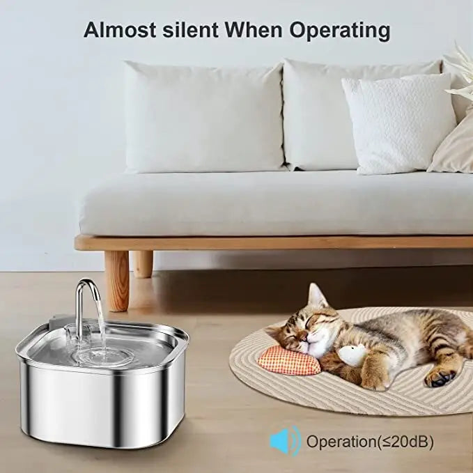YES4PETS 3.2L Automatic Electric Pet Water Fountain Dog Cat Stainless Steel Feeder Bowl Dispenser - Pet Care > Dog