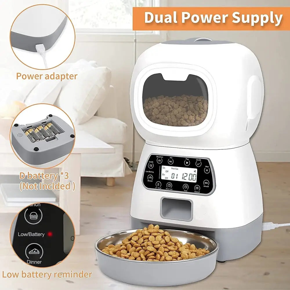 YES4PETS 3.5L Visible Automatic Digital Pet Dog Cat Feeder Food Bowl Dispenser - Pet Care > Dog Supplies > Dog Bowls