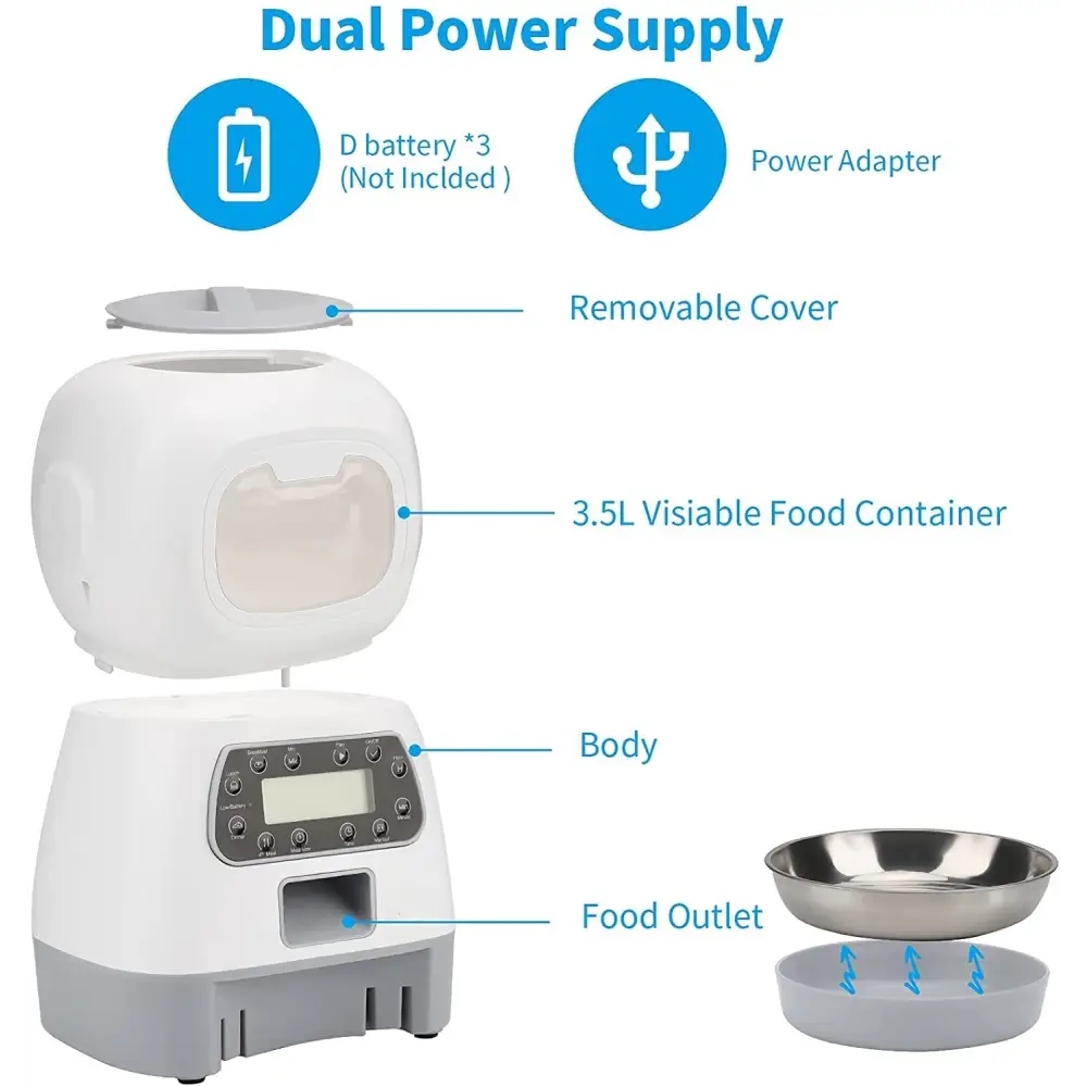YES4PETS 3.5L Visible Automatic Digital Pet Dog Cat Feeder Food Bowl Dispenser - Pet Care > Dog Supplies > Dog Bowls