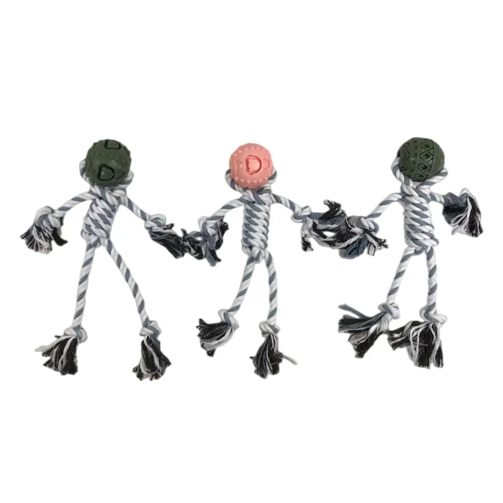 YES4PETS 3 x Pet Puppy Dog Toy Play Toy Rubber Ball Knotted Rope Toy - Pet Care > Toys > Dog Toys