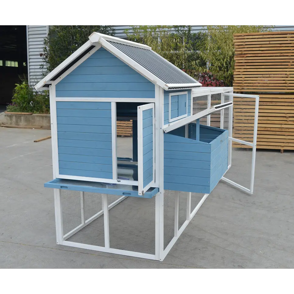 YES4PETS 371 cm Blue XXL Chicken Coop Rabbit Guinea Pig Hutch Ferret Hen Cat Kitten House - Pet Care > Coops & Hutches