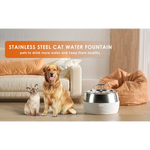 YES4PETS 3L Automatic Electric Pet Water Fountain Dog Cat Stainless Steel Feeder Bowl Dispenser White - Pet Care > Dog