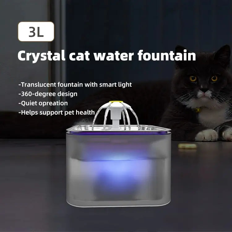 YES4PETS 3L Automatic Electric Pet Water Fountain Dog Cat Stainless Steel Feeder Bowl Dispenser Grey - Pet Care > Dog