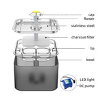 YES4PETS 3L Automatic Electric Pet Water Fountain Dog Cat Stainless Steel Feeder Bowl Dispenser Grey - Pet Care > Dog