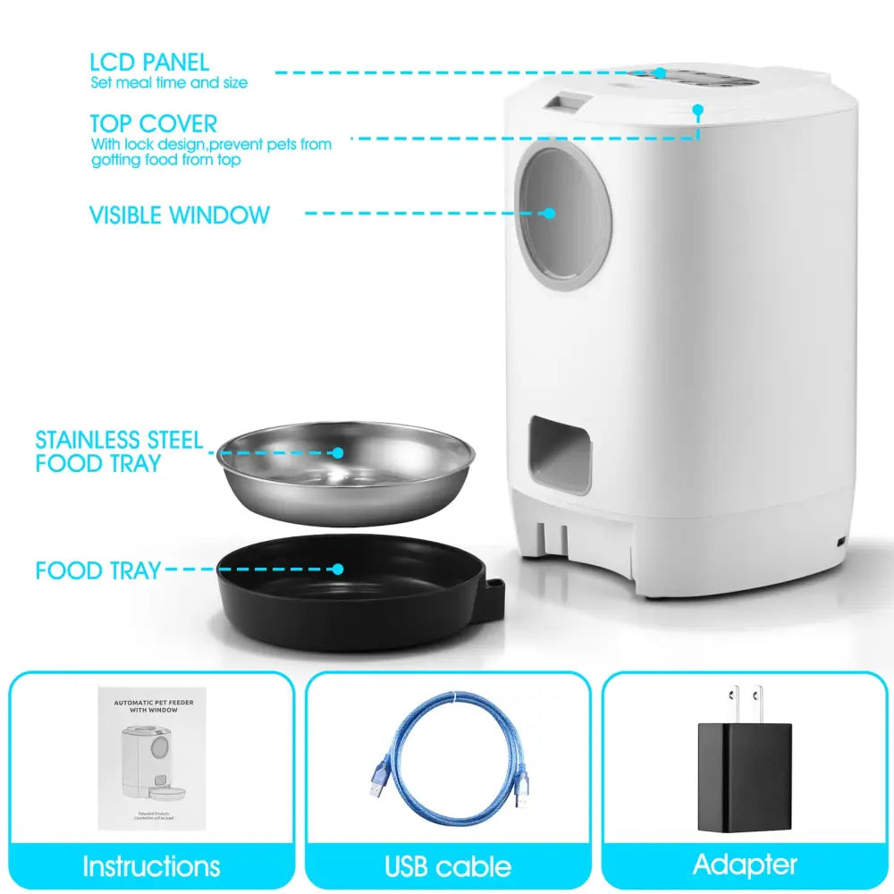 YES4PETS 4.5L Visible Automatic Digital Pet Dog Cat Feeder Food Bowl Dispenser - Pet Care > Dog Supplies > Dog Bowls