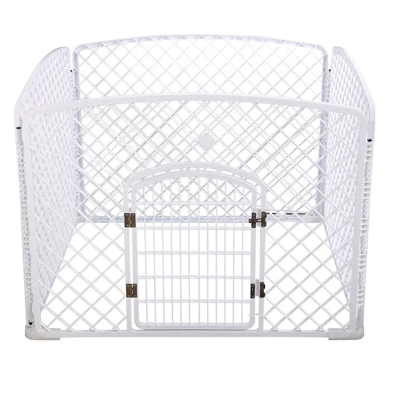 YES4PETS 4 Panel Plastic Pet Pen Pet Foldable Fence Dog Fence Enclosure With Gate White - Pet Care > Dog Supplies > Dog