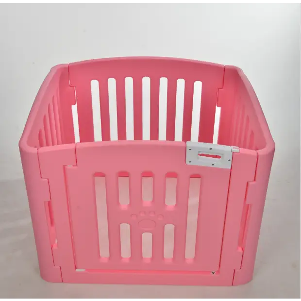 YES4PETS 4 Panel Plastic Pet Pen Pet Foldable Fence Dog Fence Enclosure With Gate Pink - Pet Care > Dog Supplies > Dog