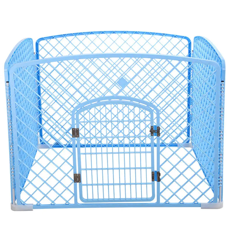 YES4PETS 4 Panel Plastic Pet Pen Pet Foldable Fence Dog Fence Enclosure With Gate Blue- M - Pet Care > Dog Supplies >