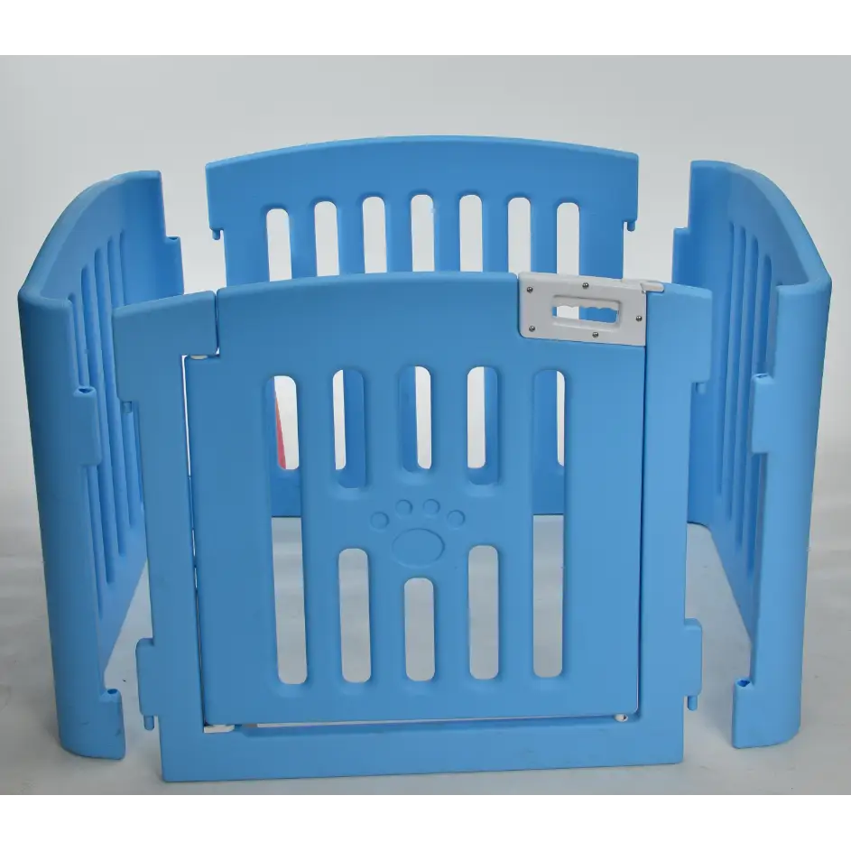 YES4PETS 4 Panel Plastic Pet Pen Pet Foldable Fence Dog Fence Enclosure With Gate Blue - Pet Care > Dog Supplies > Dog