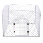 YES4PETS 4 Panel Plastic Pet Pen Pet Foldable Fence Dog Fence Enclosure With Gate White - Pet Care > Dog Supplies > Dog