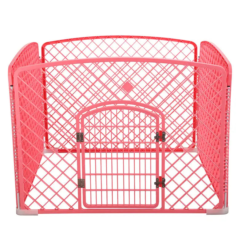 YES4PETS 4 Panel Plastic Pet Pen Pet Foldable Fence Dog Fence Enclosure With Gate Pink - Pet Care > Dog Supplies > Dog