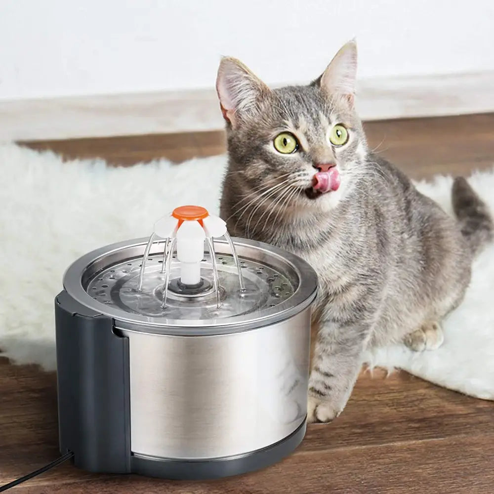 YES4PETS Automatic Electric Pet Water Fountain Dog Cat Stainless Steel Feeder Bowl Dispenser - Pet Care > Dog Supplies