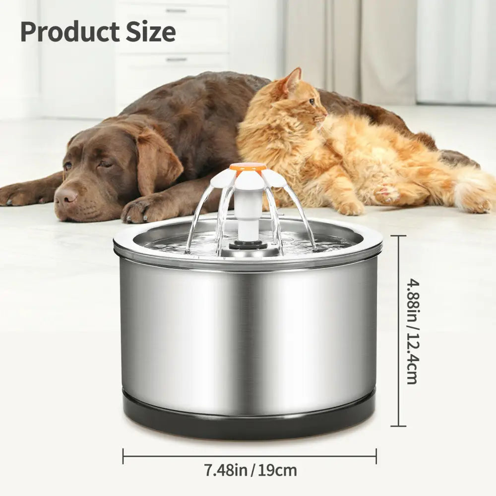 YES4PETS Automatic Electric Pet Water Fountain Dog Cat Stainless Steel Feeder Bowl Dispenser - Pet Care > Dog Supplies