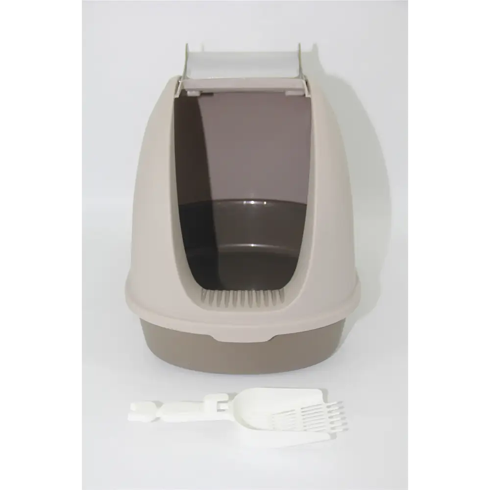 YES4PETS Cat Toilet Litter Box Portable Hooded Tray House with Scoop and Handle Brown - Pet Care > Cat Supplies > Cat