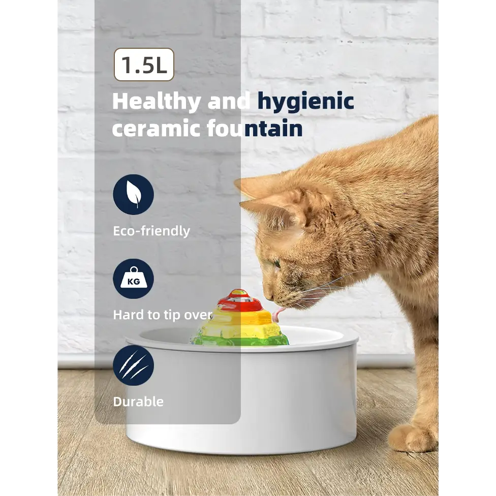 YES4PETS Ceramic Electric Pet Water Fountain Dog Cat Water Feeder Bowl Dispenser - Pet Care > Dog Supplies > Dog Bowls