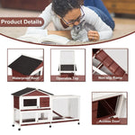 YES4PETS Double Storey Large Rabbit Hutch Guinea Pig Cage Ferret Cage With Pull Out Tray On Wheels - Pet Care > Coops &