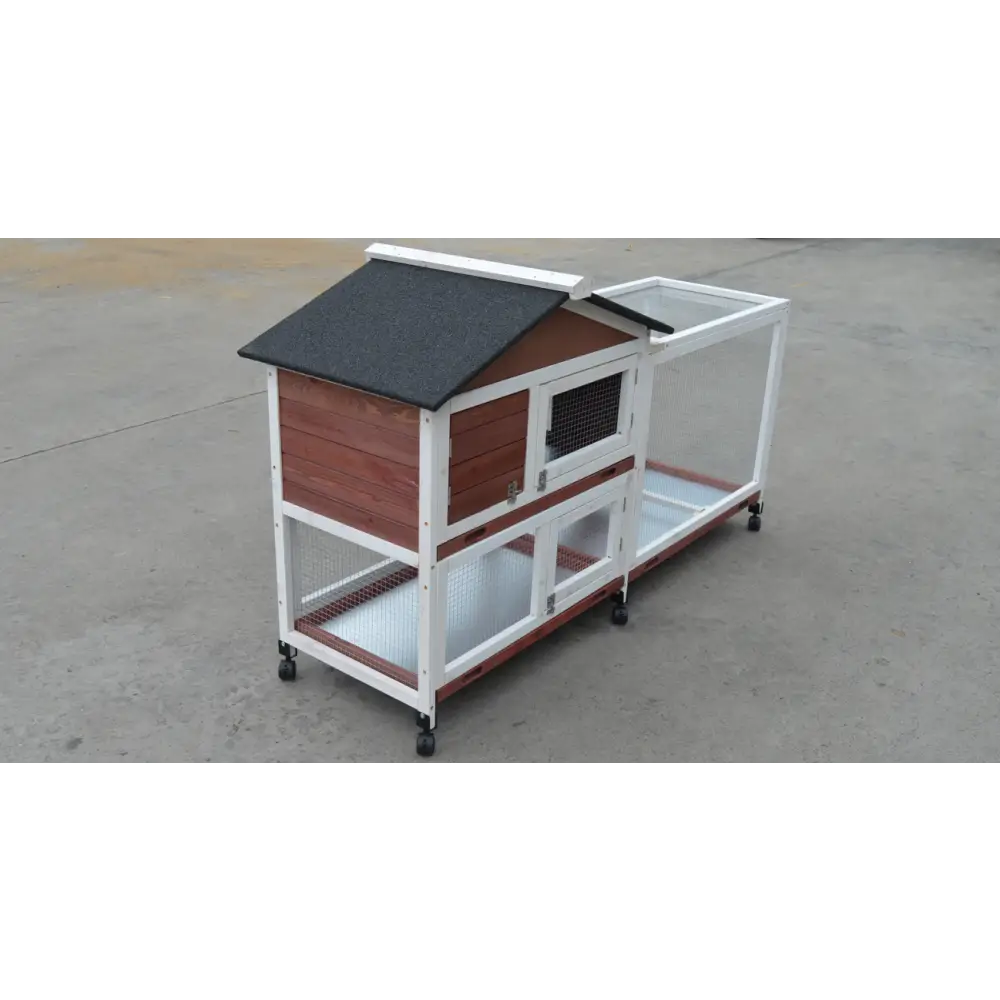 YES4PETS Double Storey Large Rabbit Hutch Guinea Pig Cage Ferret Cage With Pull Out Tray On Wheels - Pet Care > Coops &