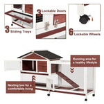 YES4PETS Double Storey Large Rabbit Hutch Guinea Pig Cage Ferret Cage With Pull Out Tray On Wheels - Pet Care > Coops &
