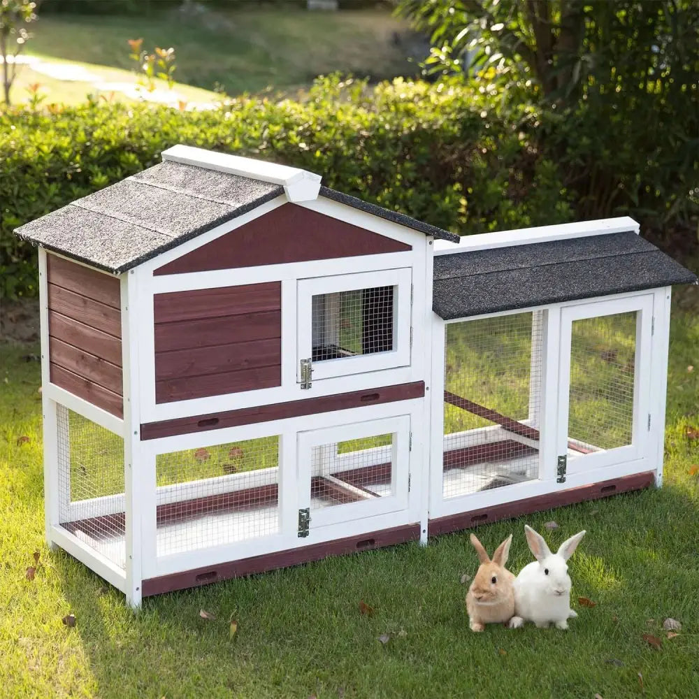 YES4PETS Double Storey Large Rabbit Hutch Guinea Pig Cat Cage Ferret Cage With Pull Out Tray - Pet Care > Coops &