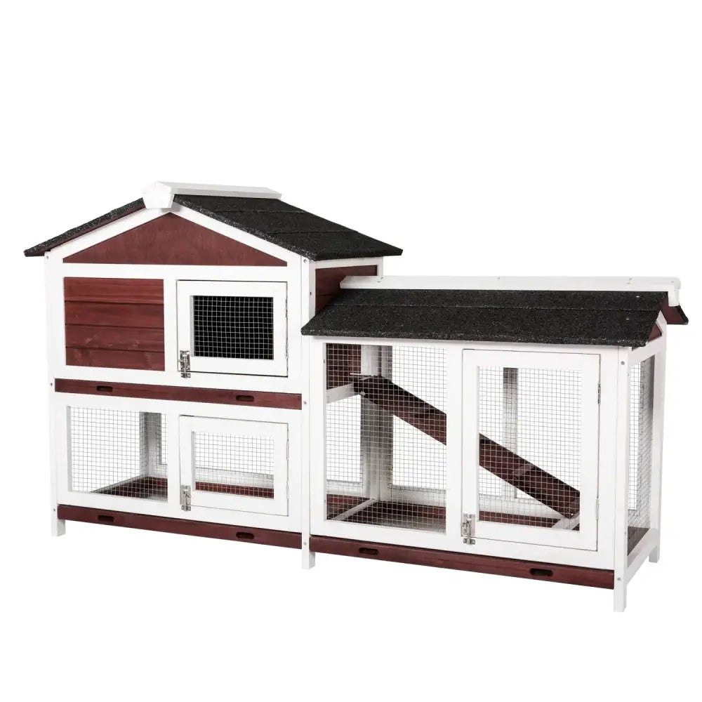 YES4PETS Double Storey Large Rabbit Hutch Guinea Pig Cat Cage Ferret Cage With Pull Out Tray - Pet Care > Coops &