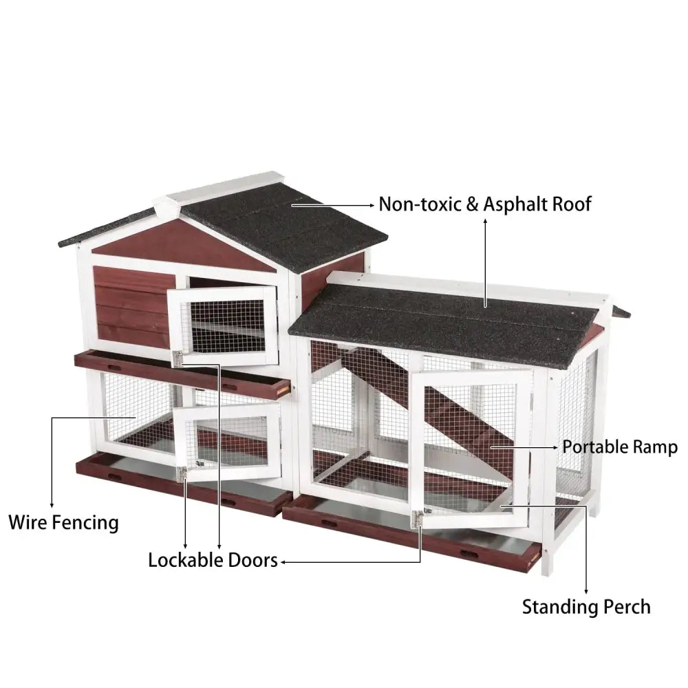 YES4PETS Double Storey Large Rabbit Hutch Guinea Pig Cat Cage Ferret Cage With Pull Out Tray - Pet Care > Coops &