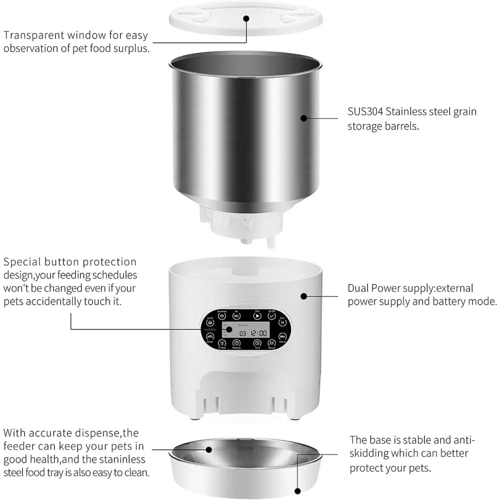 YES4PETS Electric Automatic Pet Dog Cat Rabbit Feeder Stainless Steel 4.5L Dispenser - Pet Care > Dog Supplies > Dog