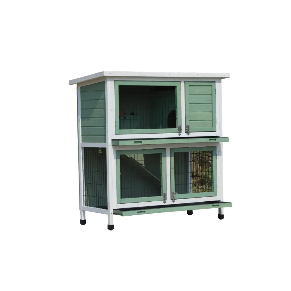 YES4PETS Green Large Double Storey Rabbit Hutch Guinea Pig Ferret Cage - Pet Care > Coops & Hutches > Small Animal