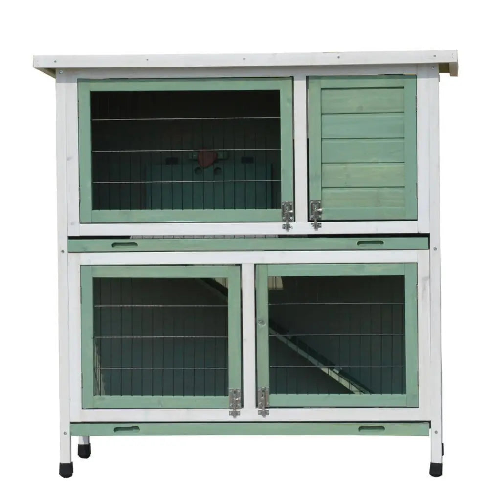 YES4PETS Green Large Double Storey Rabbit Hutch Guinea Pig Ferret Cage - Pet Care > Coops & Hutches > Small Animal