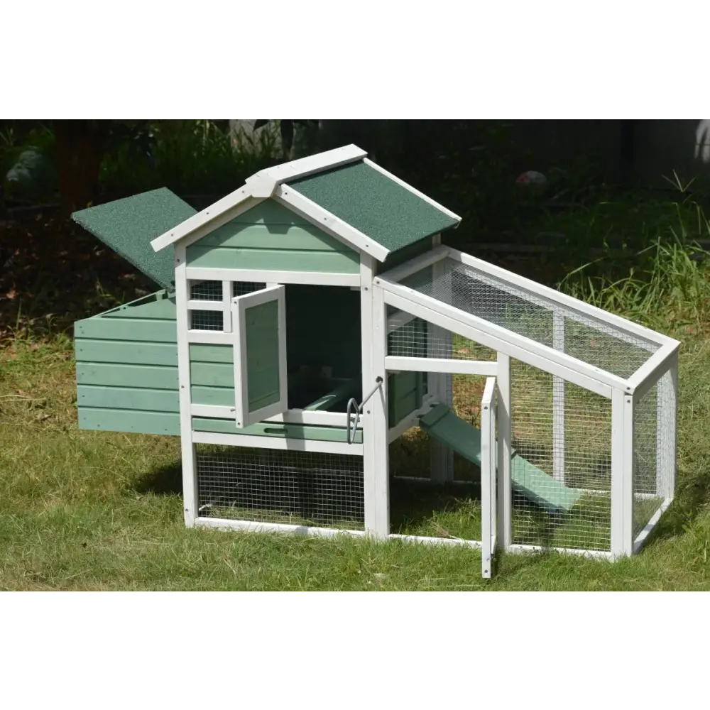 YES4PETS Green Small Chicken coop with nesting box for 2 Chickens / Rabbit Hutch - Pet Care > Coops & Hutches > Small