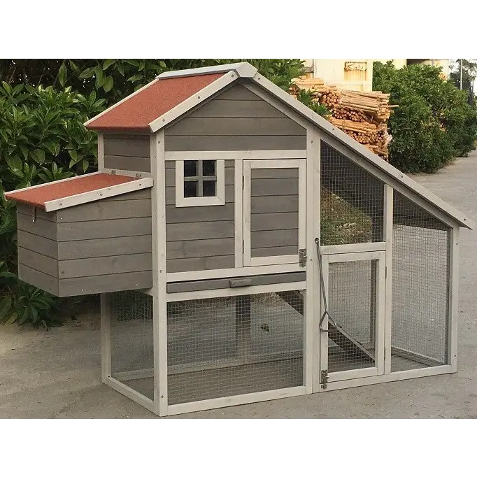 YES4PETS Grey Large Chicken Coop Rabbit Hutch Ferret Guinea Pig Cage Hen Chook Cat Kitten House - Pet Care > Coops &