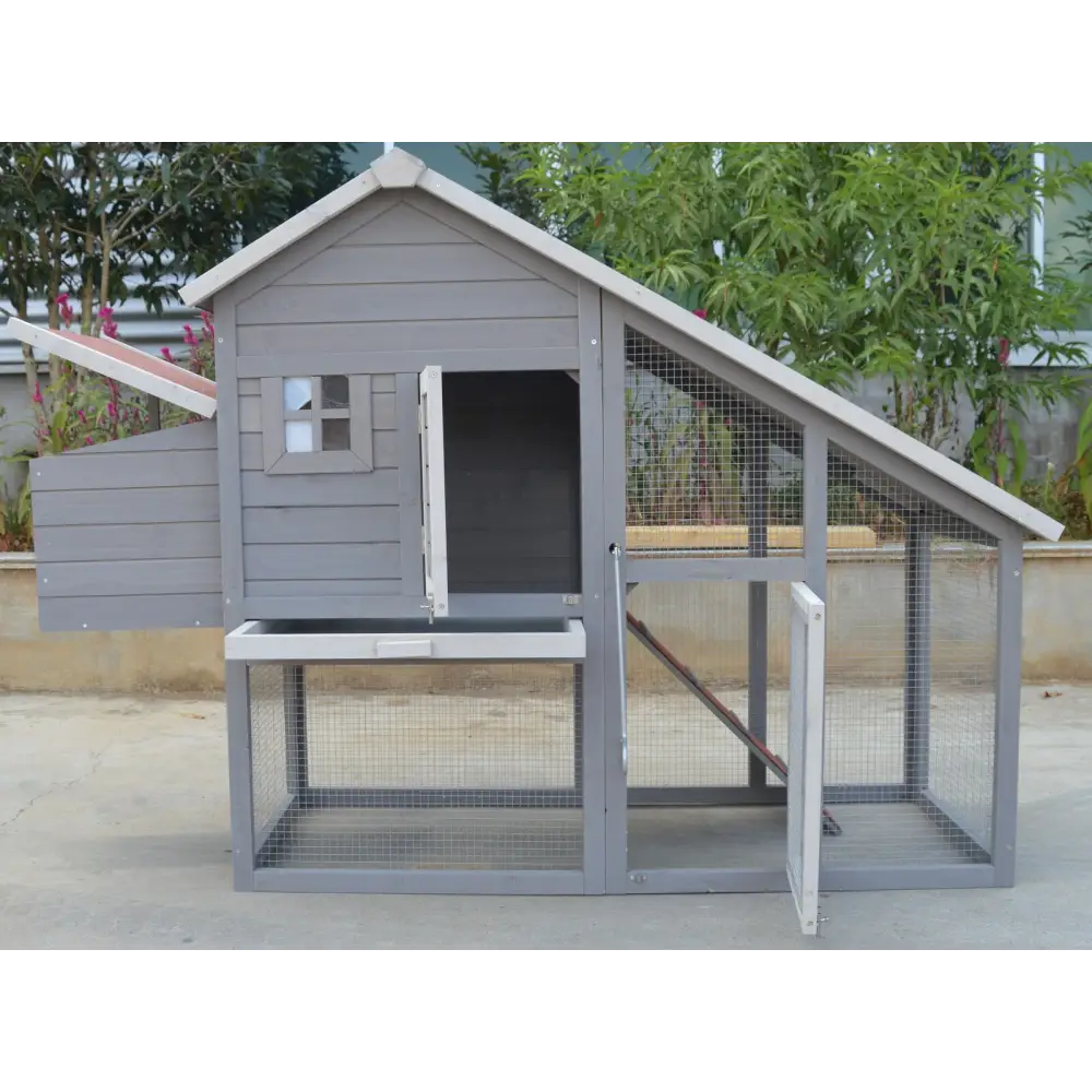 YES4PETS Grey Large Chicken Coop Rabbit Hutch Ferret Guinea Pig Cage Hen Chook Cat Kitten House - Pet Care > Coops &