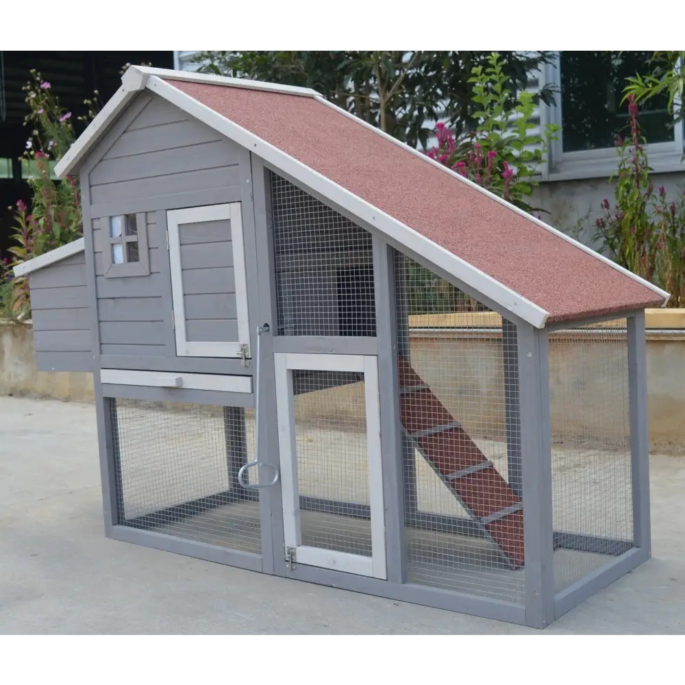 YES4PETS Grey Large Chicken Coop Rabbit Hutch Ferret Guinea Pig Cage Hen Chook Cat Kitten House - Pet Care > Coops &
