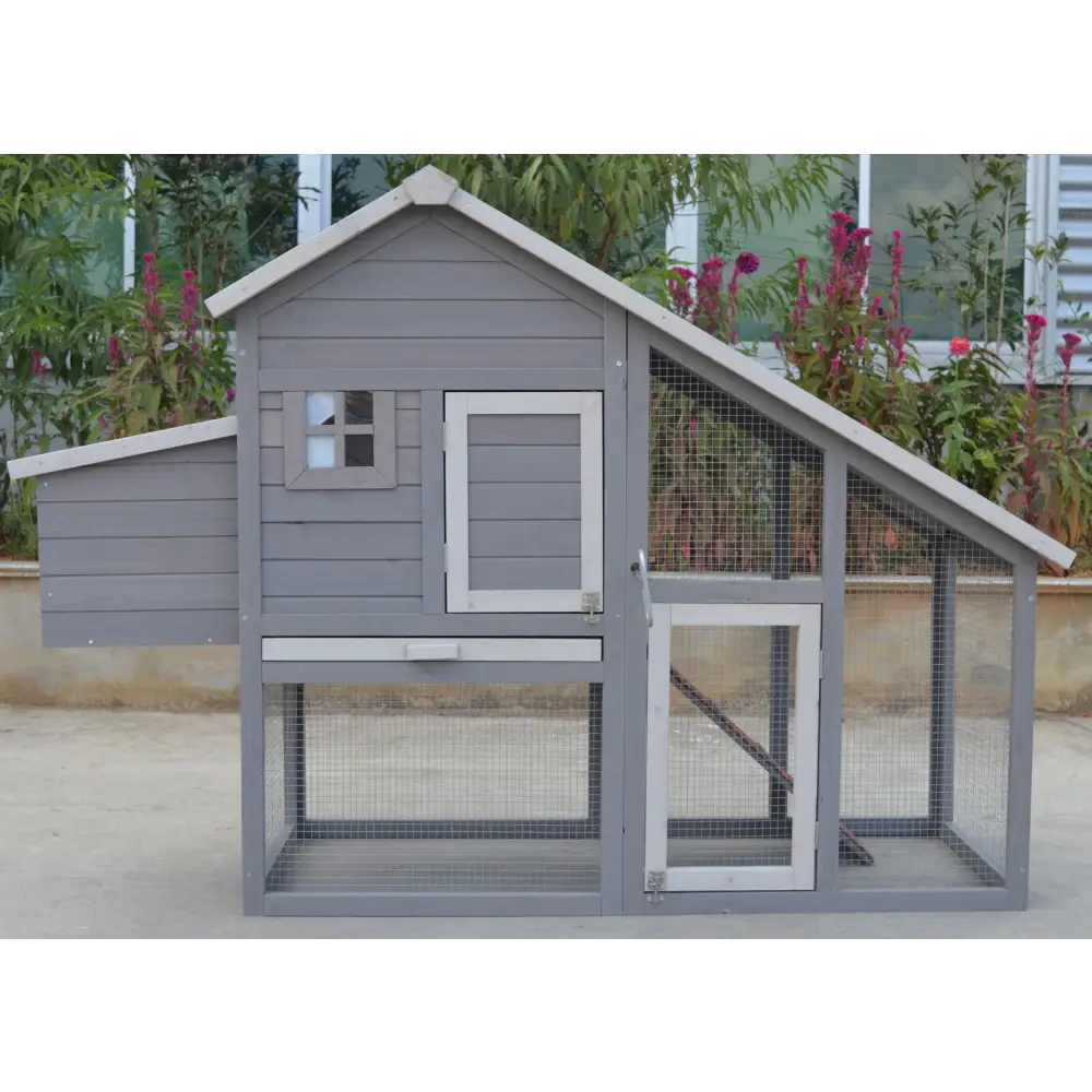 YES4PETS Grey Large Chicken Coop Rabbit Hutch Ferret Guinea Pig Cage Hen Chook Cat Kitten House - Pet Care > Coops &