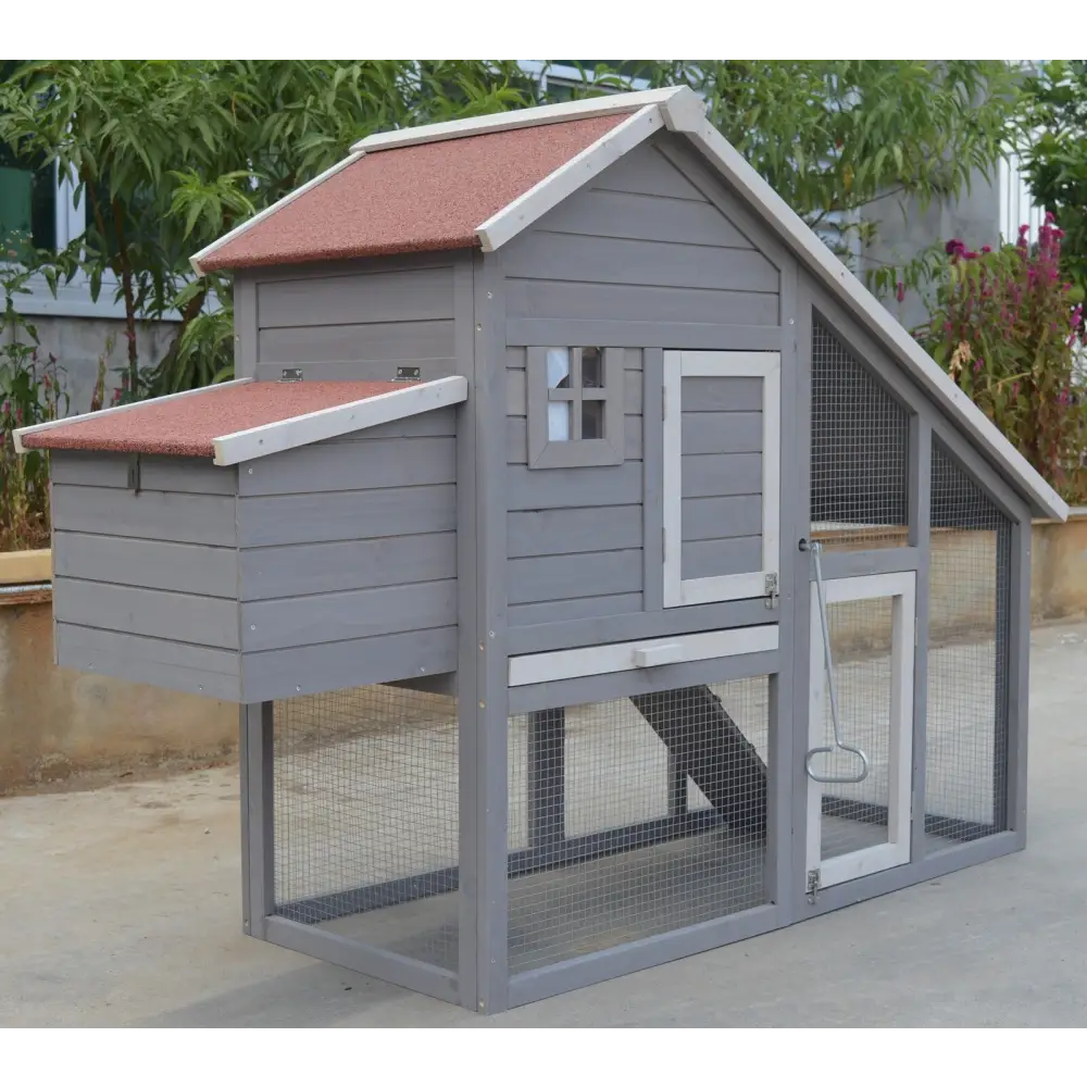 YES4PETS Grey Large Chicken Coop Rabbit Hutch Ferret Guinea Pig Cage Hen Chook Cat Kitten House - Pet Care > Coops &