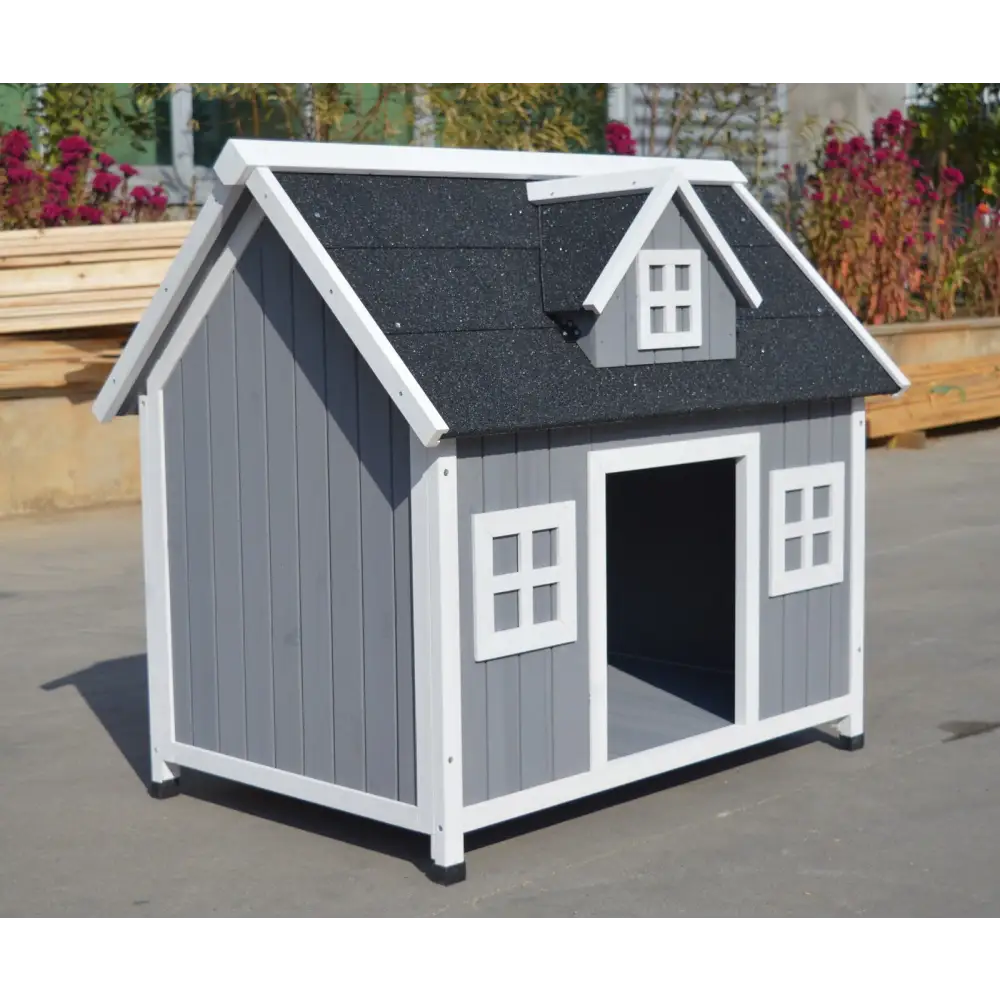 YES4PETS Grey Large Timber Pet Dog Puppy Wooden Cabin Kennel Timber House - Pet Care > Dog Supplies > Dog Kennels