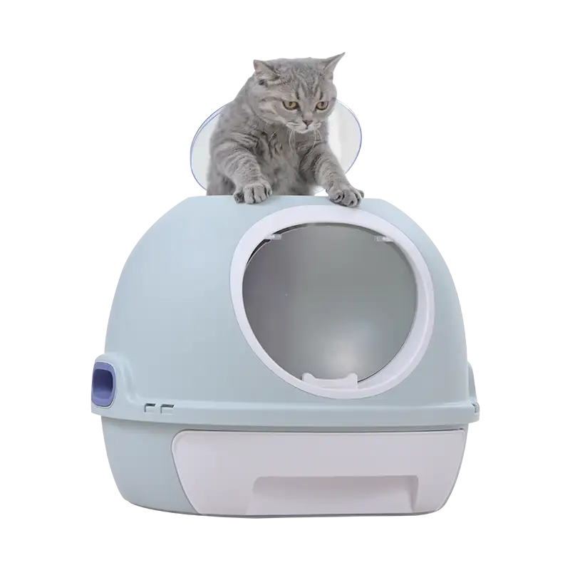 YES4PETS Hooded Cat Toilet Litter Box Tray House With Drawer & Scoop Blue - Pet Care > Cat Supplies > Cat Litter