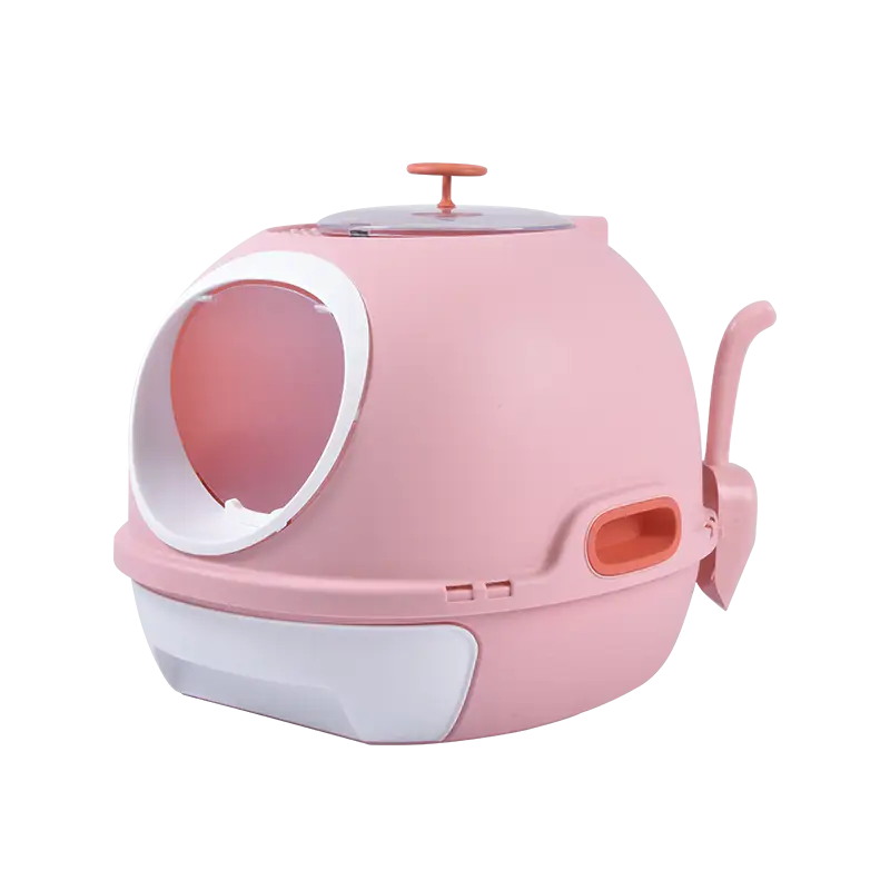 YES4PETS Hooded Cat Toilet Litter Box Tray House With Drawer & Scoop Pink - Pet Care > Cat Supplies > Cat Litter